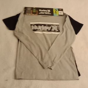 UNDER ARMOUR 2 PACK HURLEY SHORT + LONG SLEEVED SHIR1TS YOUTH 14-16